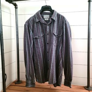 Men's M Lucky Brand Western Shirt- grey and teal